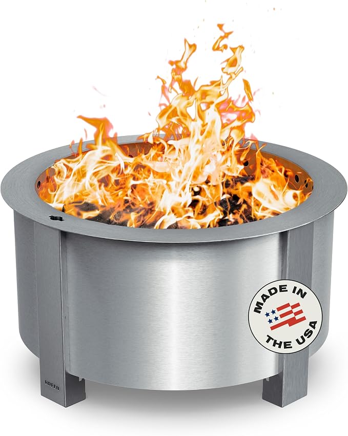 Breeo X Series 24 smokeless fire pit in stainless steel